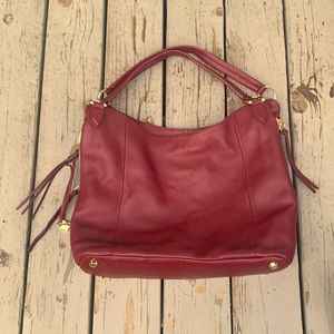 G. I. L. I. Burgundy wine red handbag gold accent